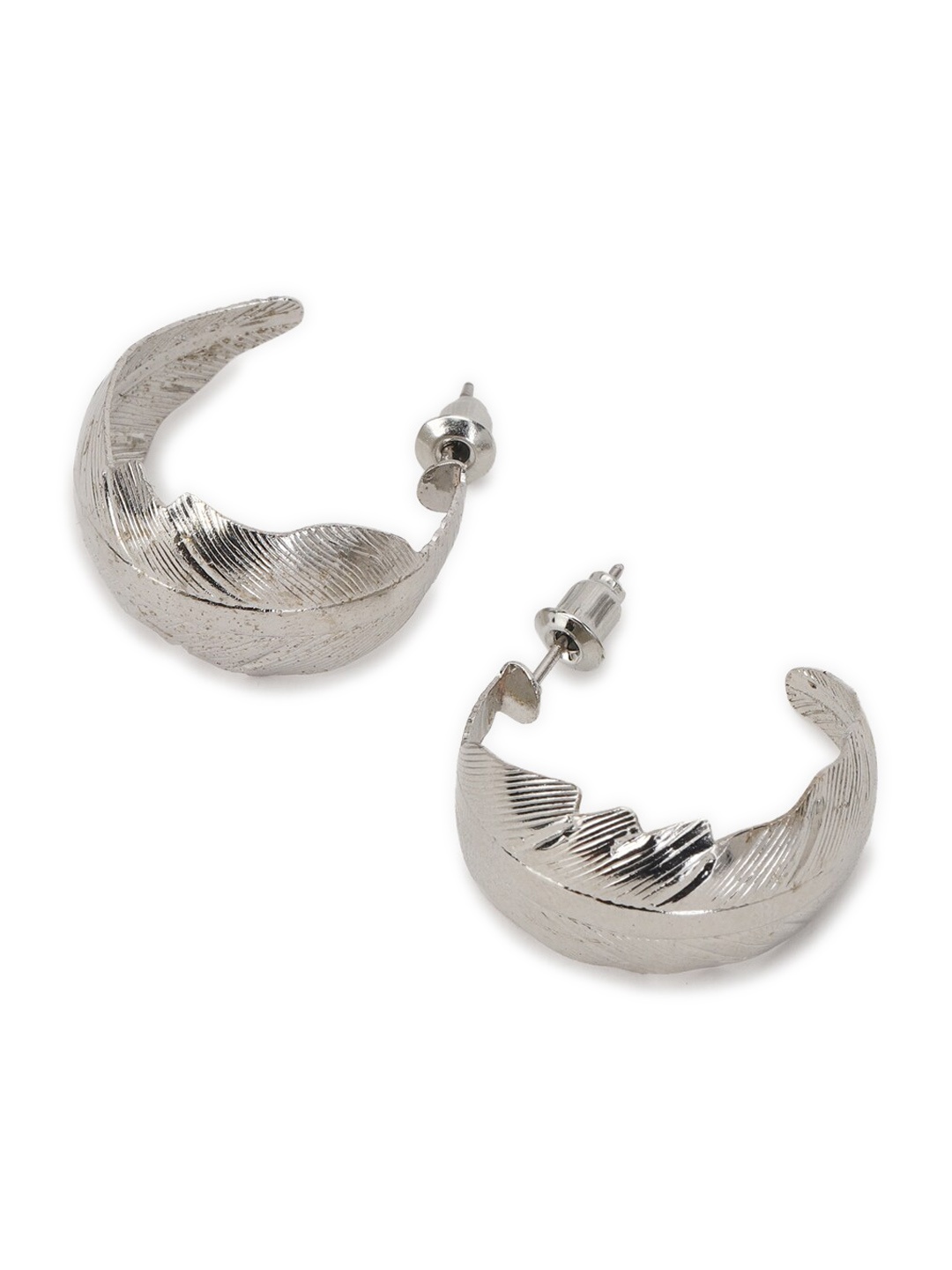 

FOREVER 21 Silver-Toned Circular Half Hoop Earrings