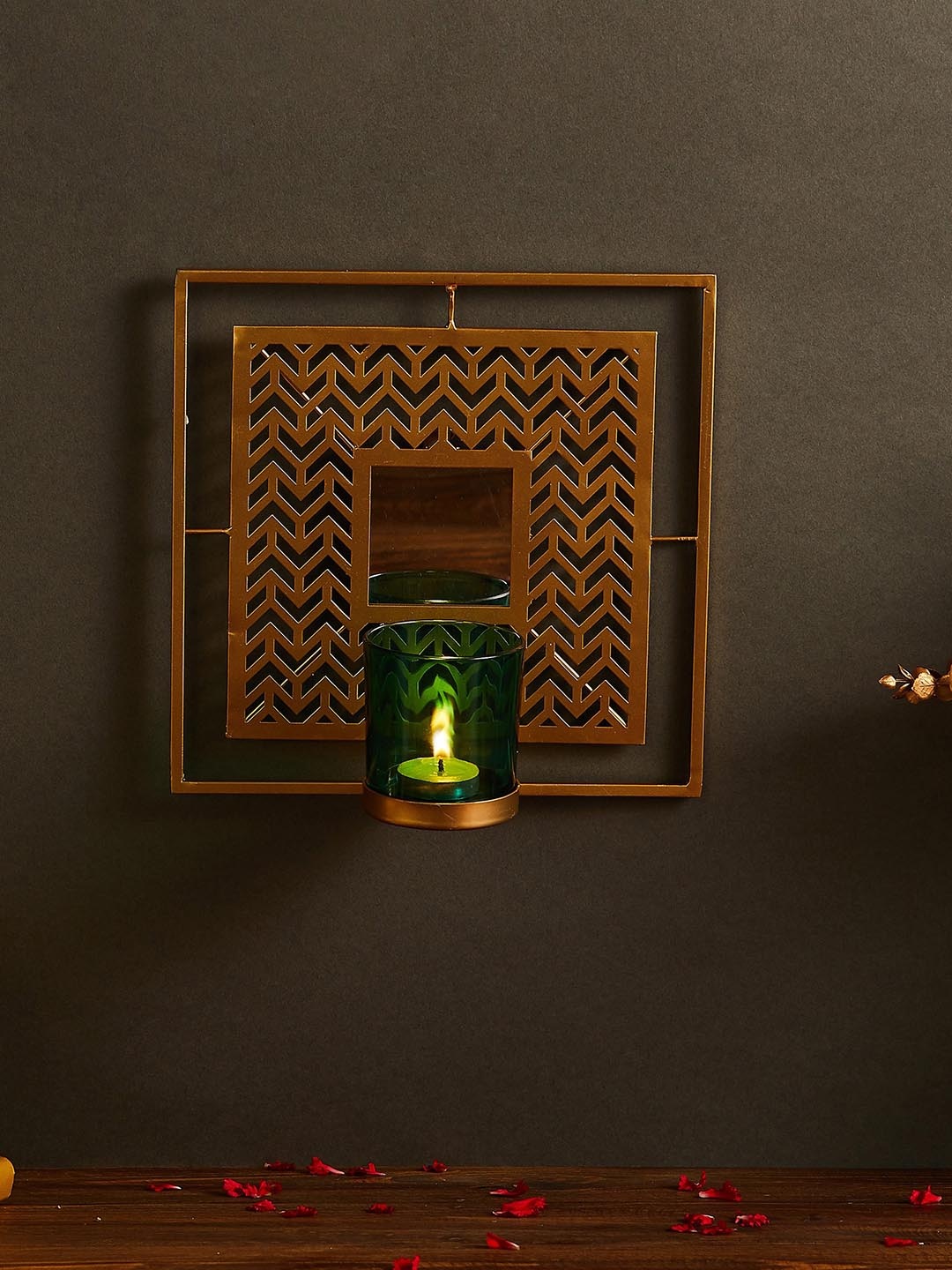 

Home Centre Gold & Blue Textured Iron Square T-Light Holder