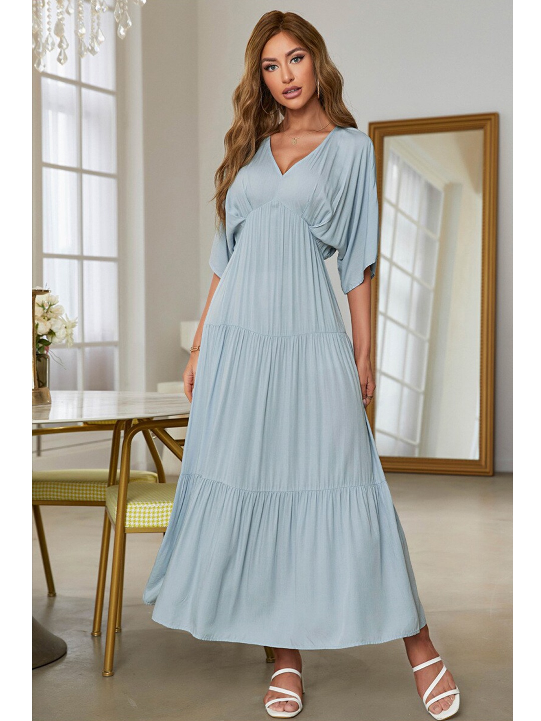 

BoStreet Blue Solid empire Dress