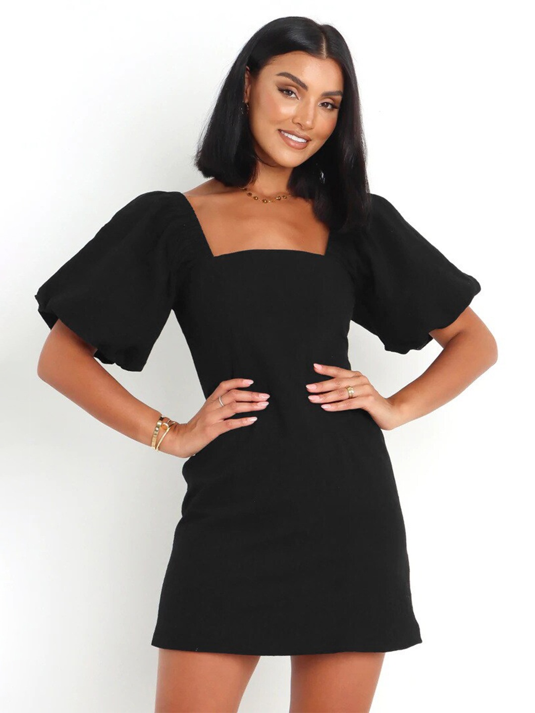 

BoStreet Black A-Line Mini Dress