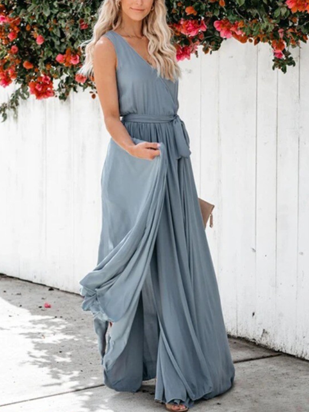 

BoStreet Blue Solid Gown Dresses
