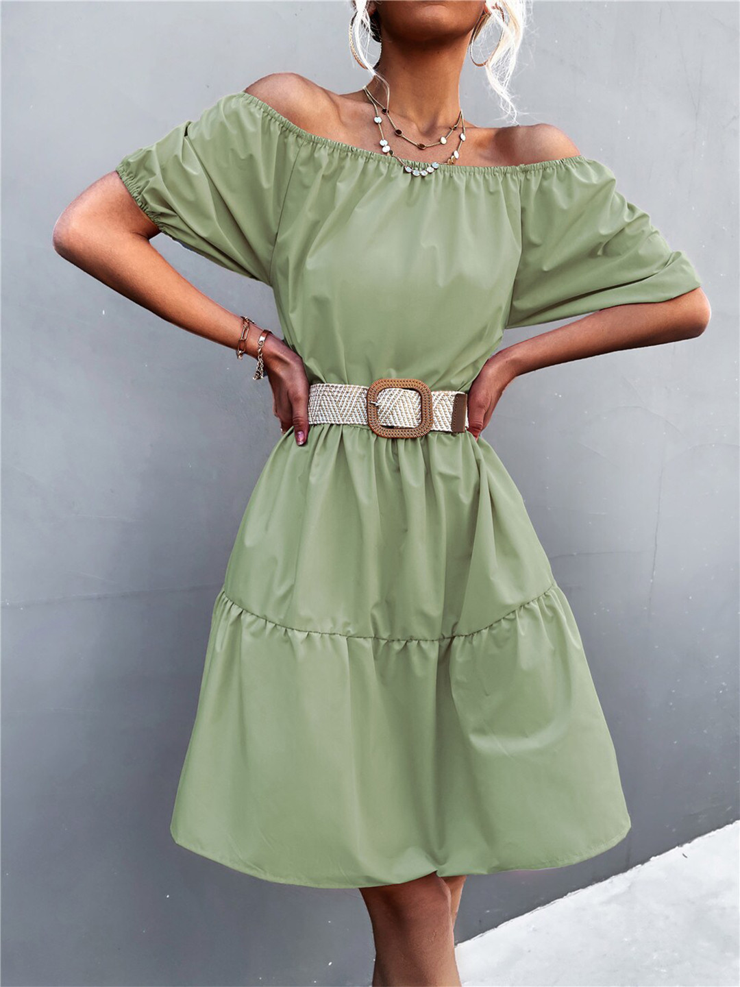 

BoStreet Green Fit and Flare Dresses