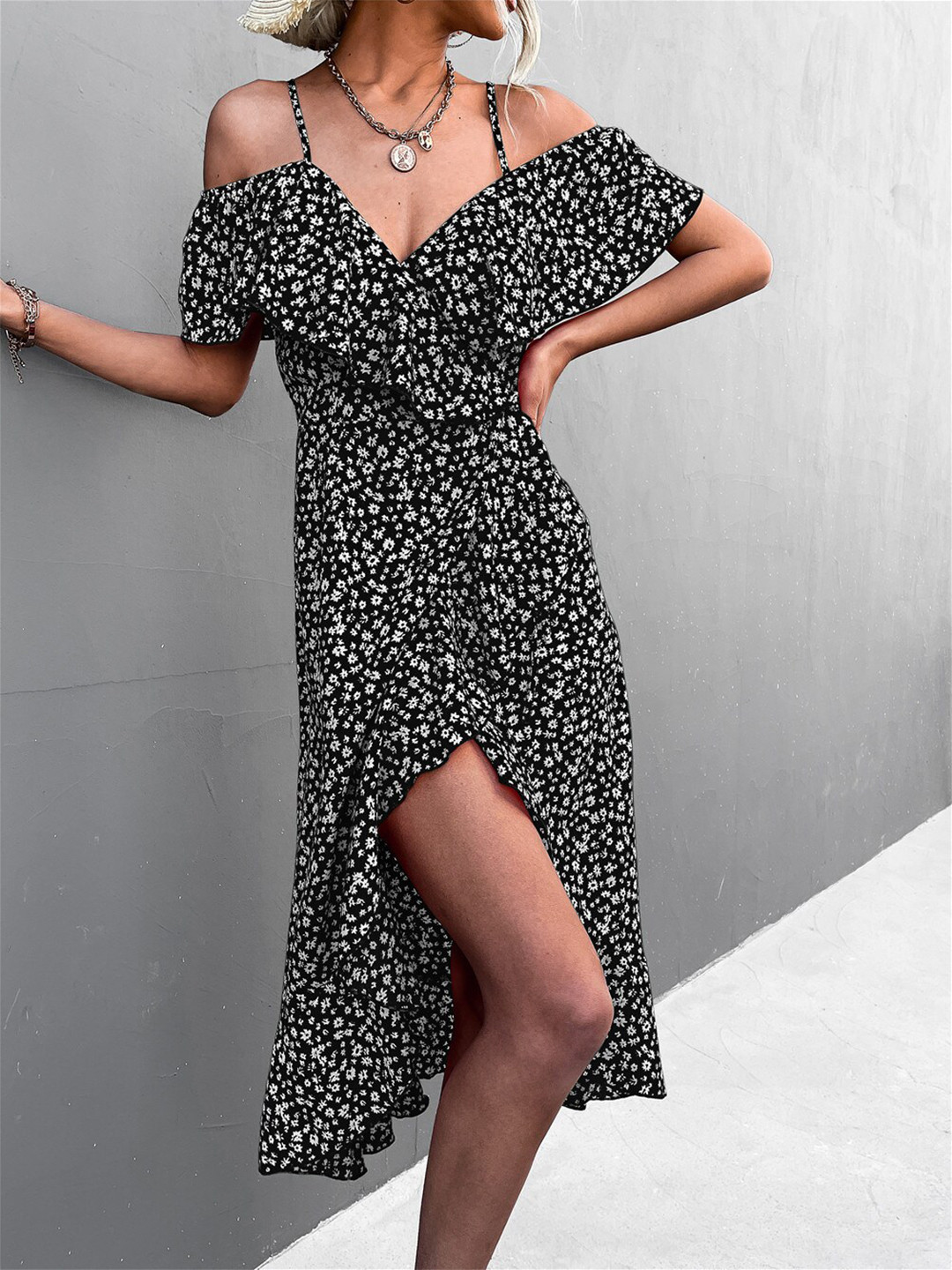 

BoStreet Black Floral Fit and Flare Dresses