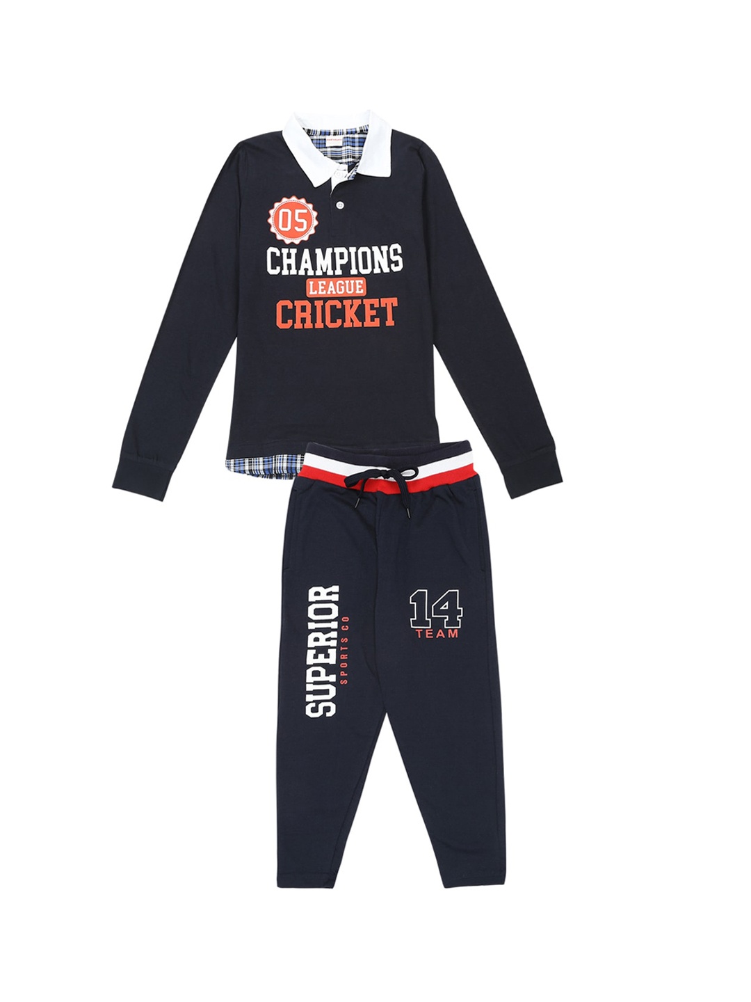 

RAINE AND JAINE Boys Printed Pure Cotton T-shirt With Pyjamas, Navy blue