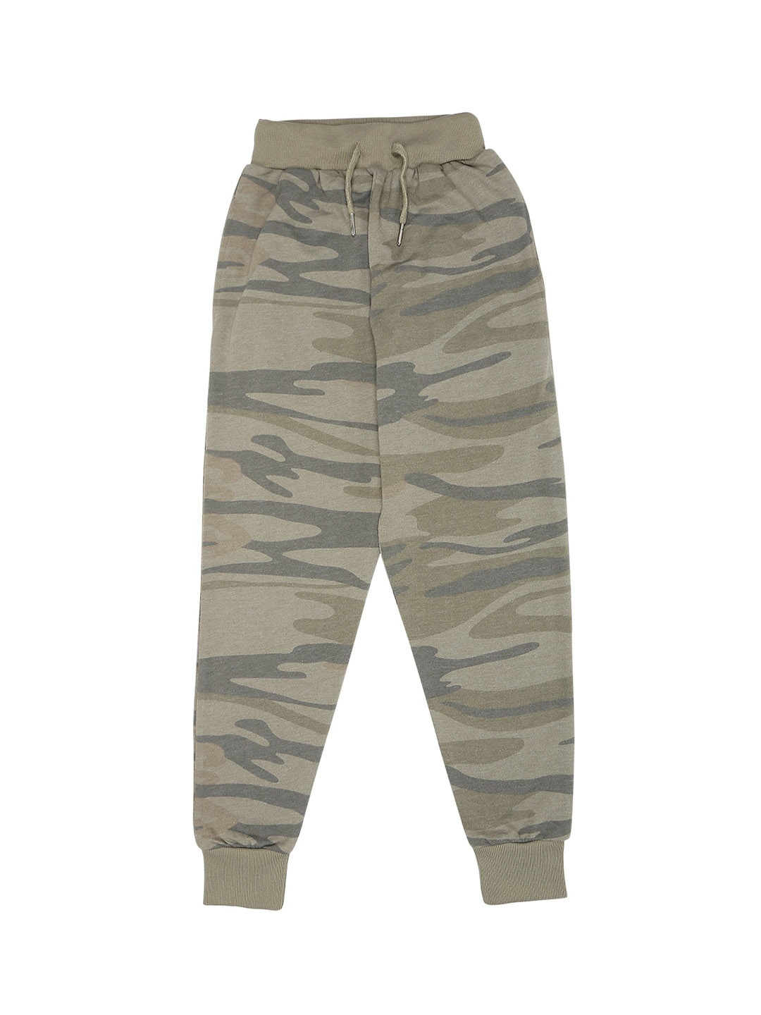 

RAINE AND JAINE Girls Khaki Green Camouflage Printed Cotton Joggers