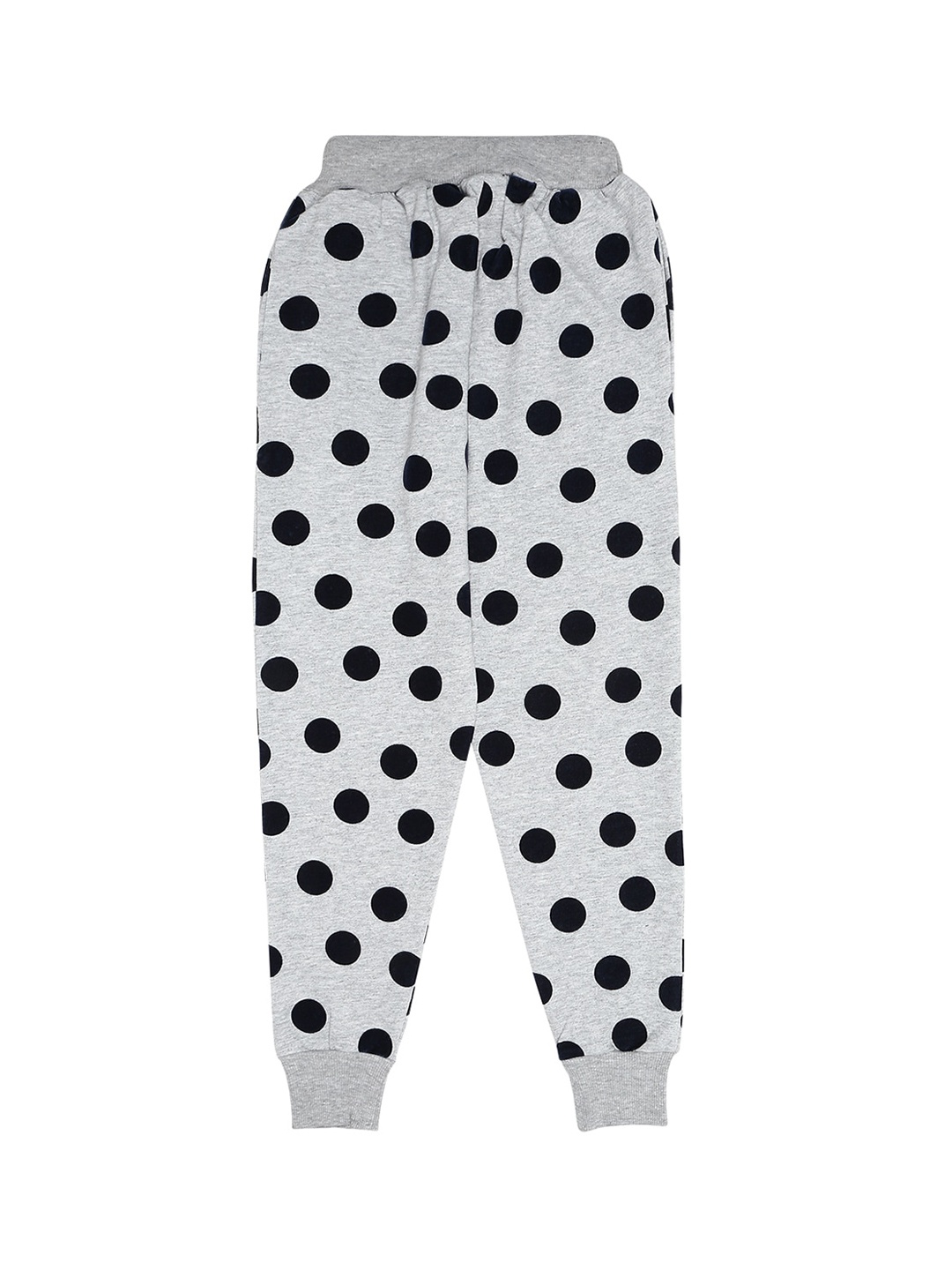 

RAINE AND JAINE Girls Grey Melange & Black Printed Cotton Joggers