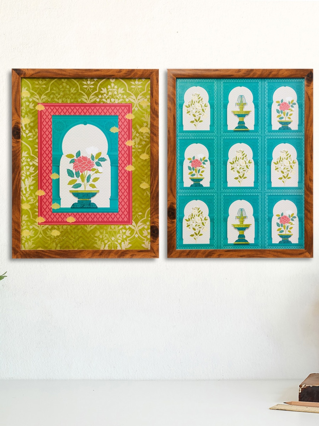 

Home Centre Set Of 2 Printed Picture Framed Wall Arts, Brown