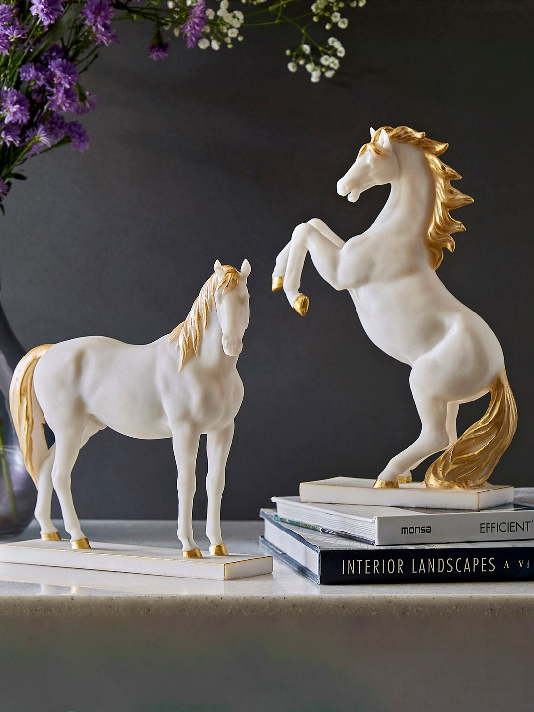 

Home Centre Magnus White & Yellow 2 Pcs Magnus Textured Polyresin Horse Figurines