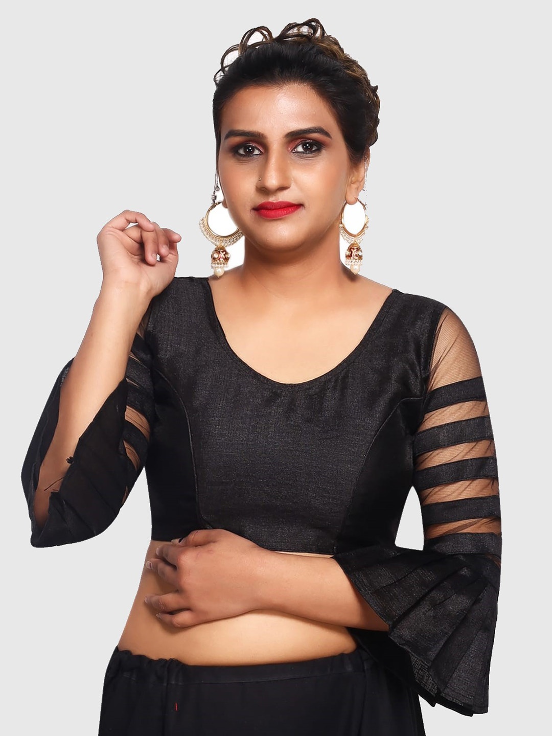 

Trendzmy Women Black Solid Saree Blouse