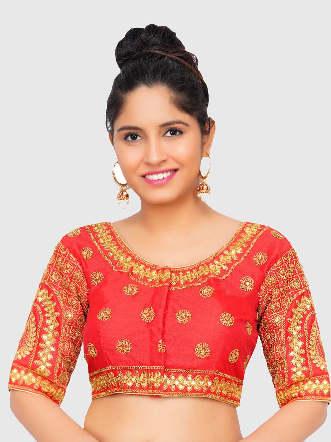 

Trendzmy Red Embroidered Saree Blouse