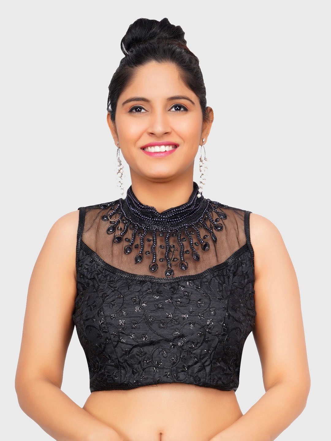 

Trendzmy Black Embroidered Saree Blouse