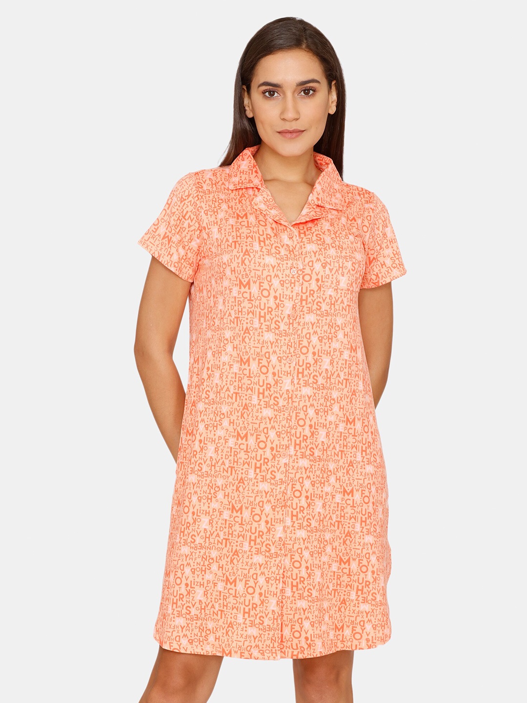 

Zivame Pink Printed Nightdress