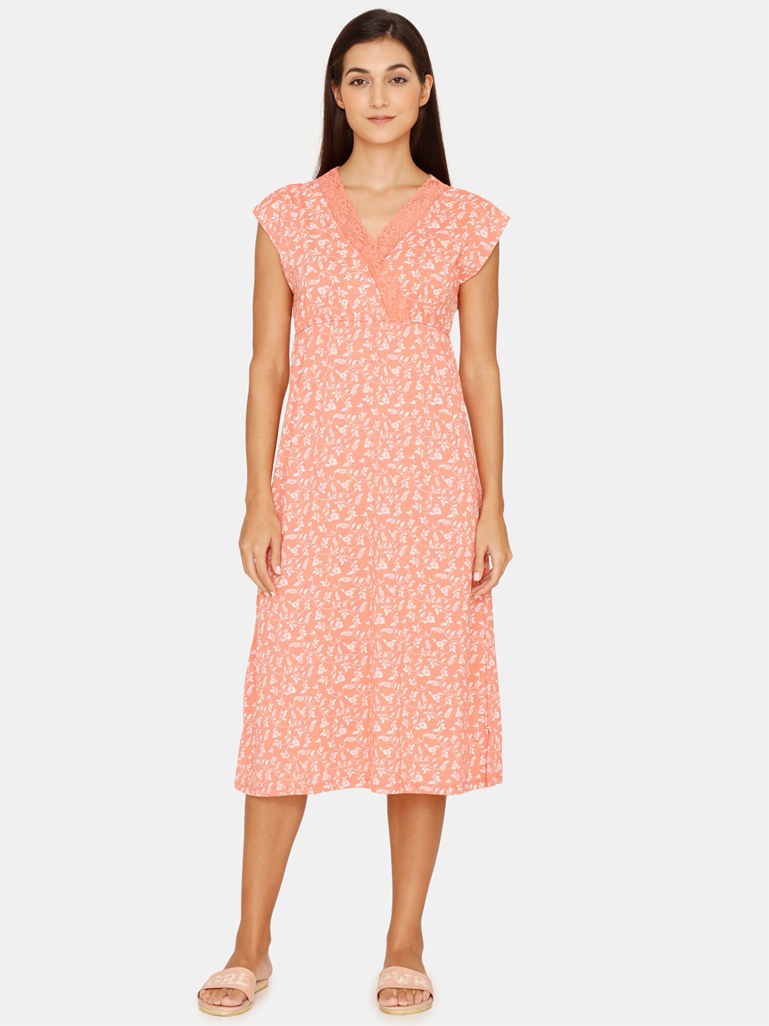 

Zivame Pink Printed Nightdress