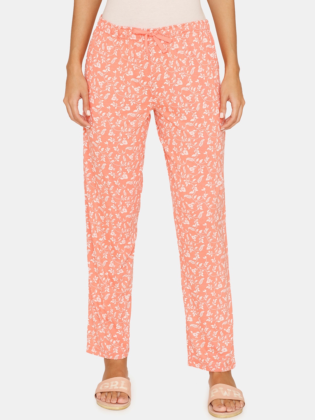 

Zivame Women Peach Printed Lounge Pants