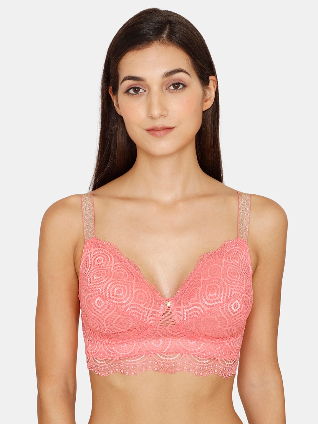 

Zivame Pink Non Padded Lace Bra