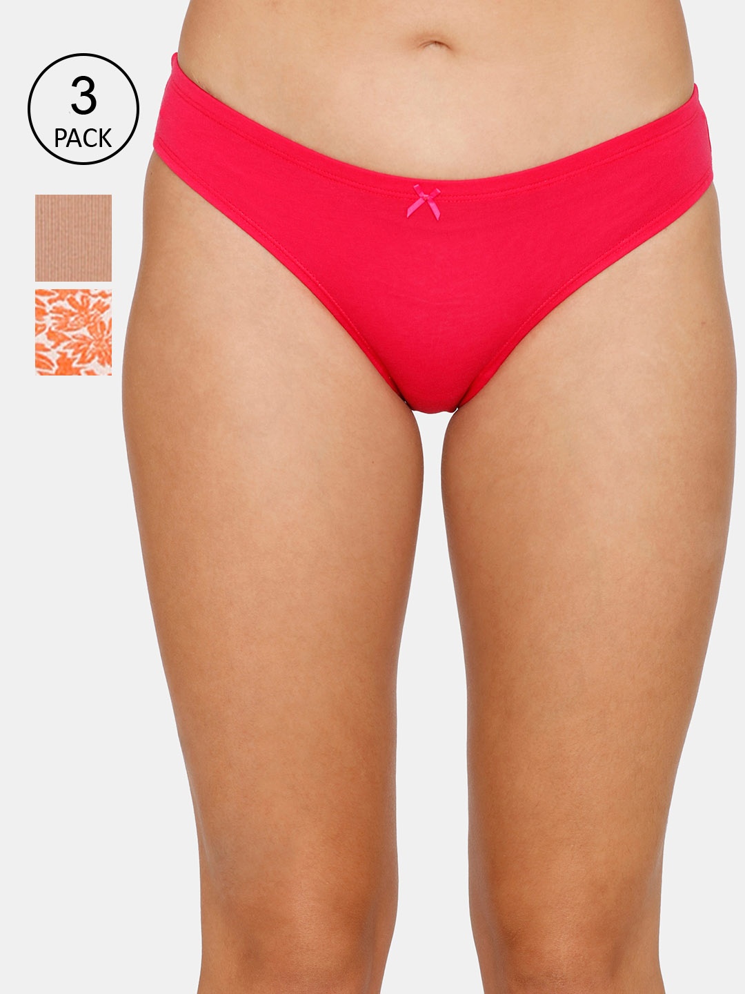 

Zivame Women Pack Of 3 Solid Bikini Briefs, Red