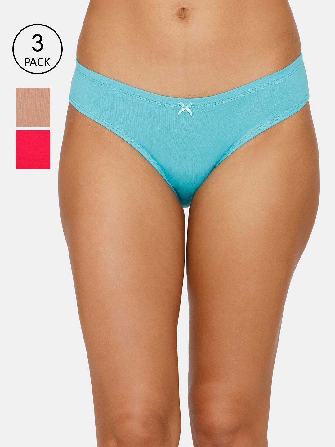 

Zivame Women Pack of 3 Solid Cotton Bikini Briefs, Red