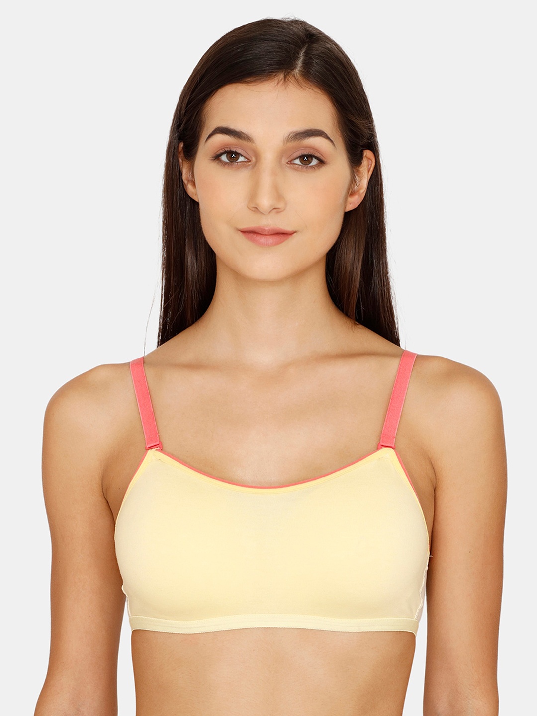 

Zivame Yellow & Red Lightly Padded & Non Wired Solid Camisole Bra