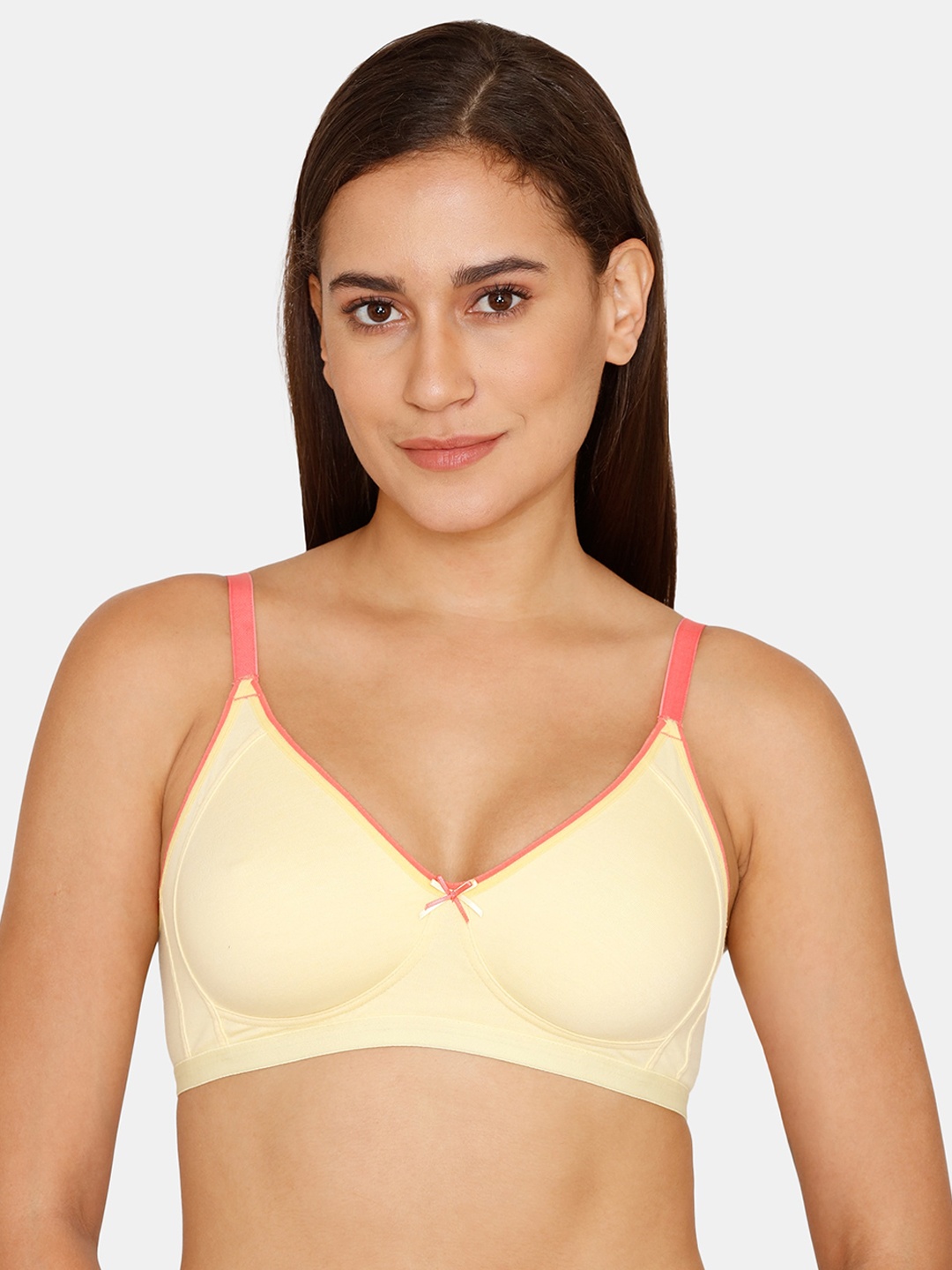 

Zivame Yellow & Pink Non Padded & Non Wired Solid Bra