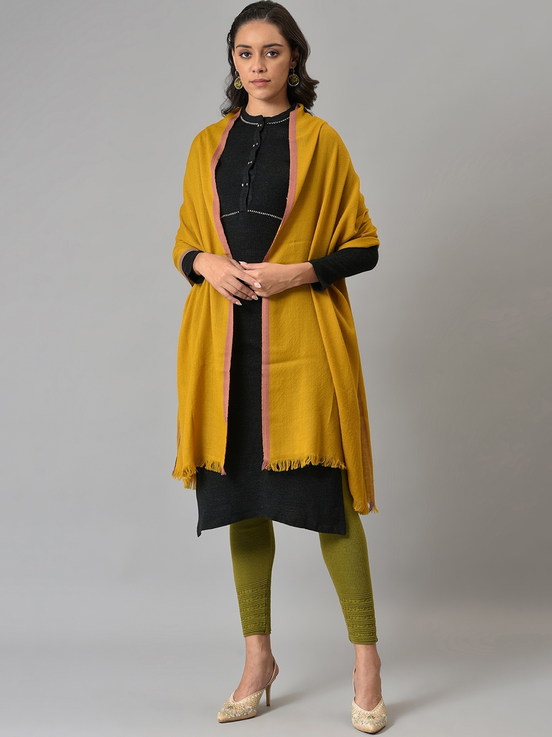 

W Women Yellow Solid Shawl