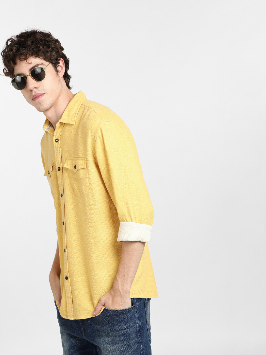 

Jack & Jones Men Yellow Solid Casual Shirt