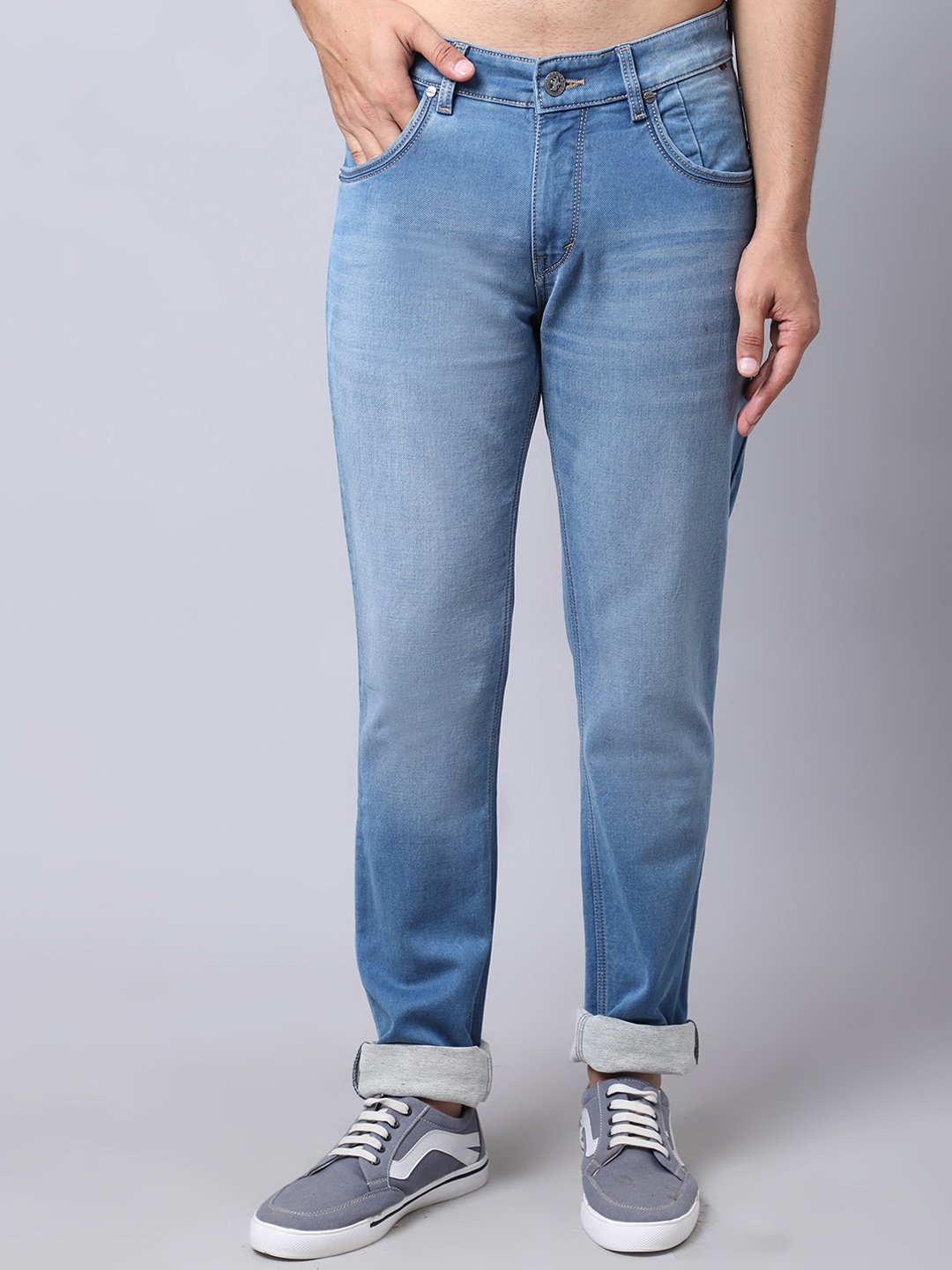 

Cantabil Men Blue Light Fade Jeans