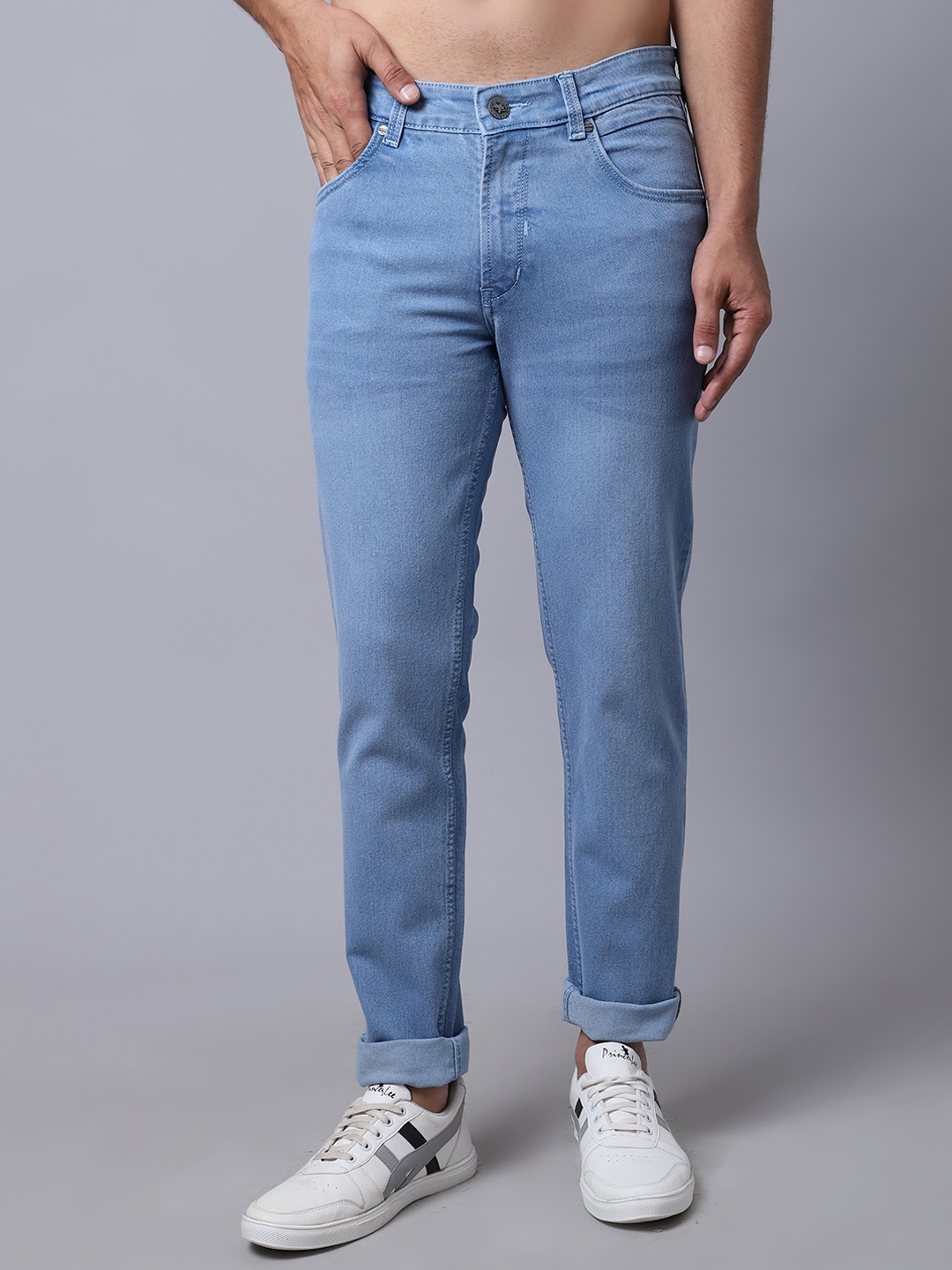 

Cantabil Men Blue Light Fade Jeans
