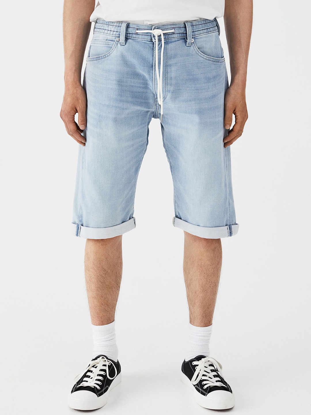 

H&M Men Blue Hybrid Regular Denim Jogger Shorts