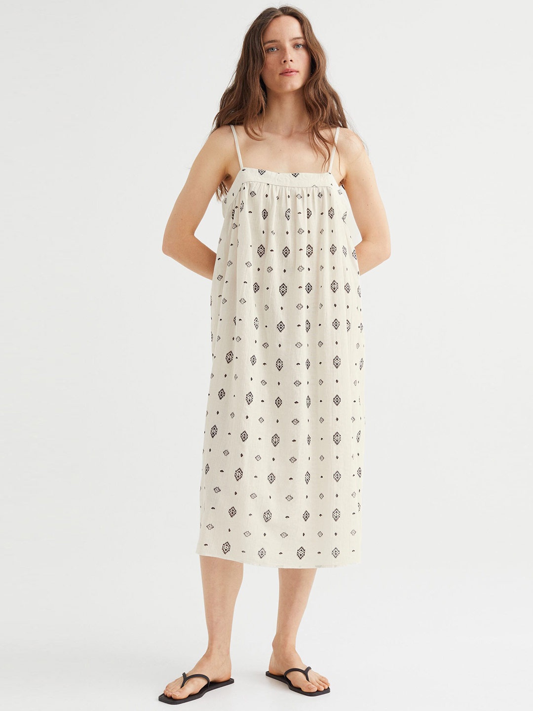 

H&M Women White Printed Crepe Dress