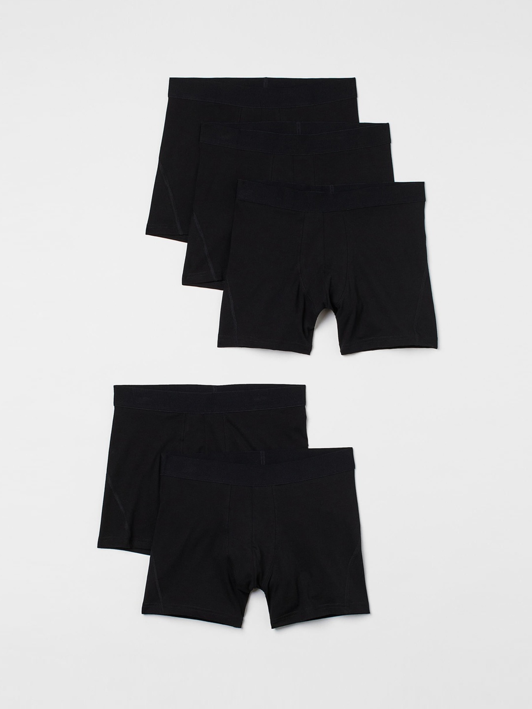 

H&M Men Black 5-Pack Mid Trunks