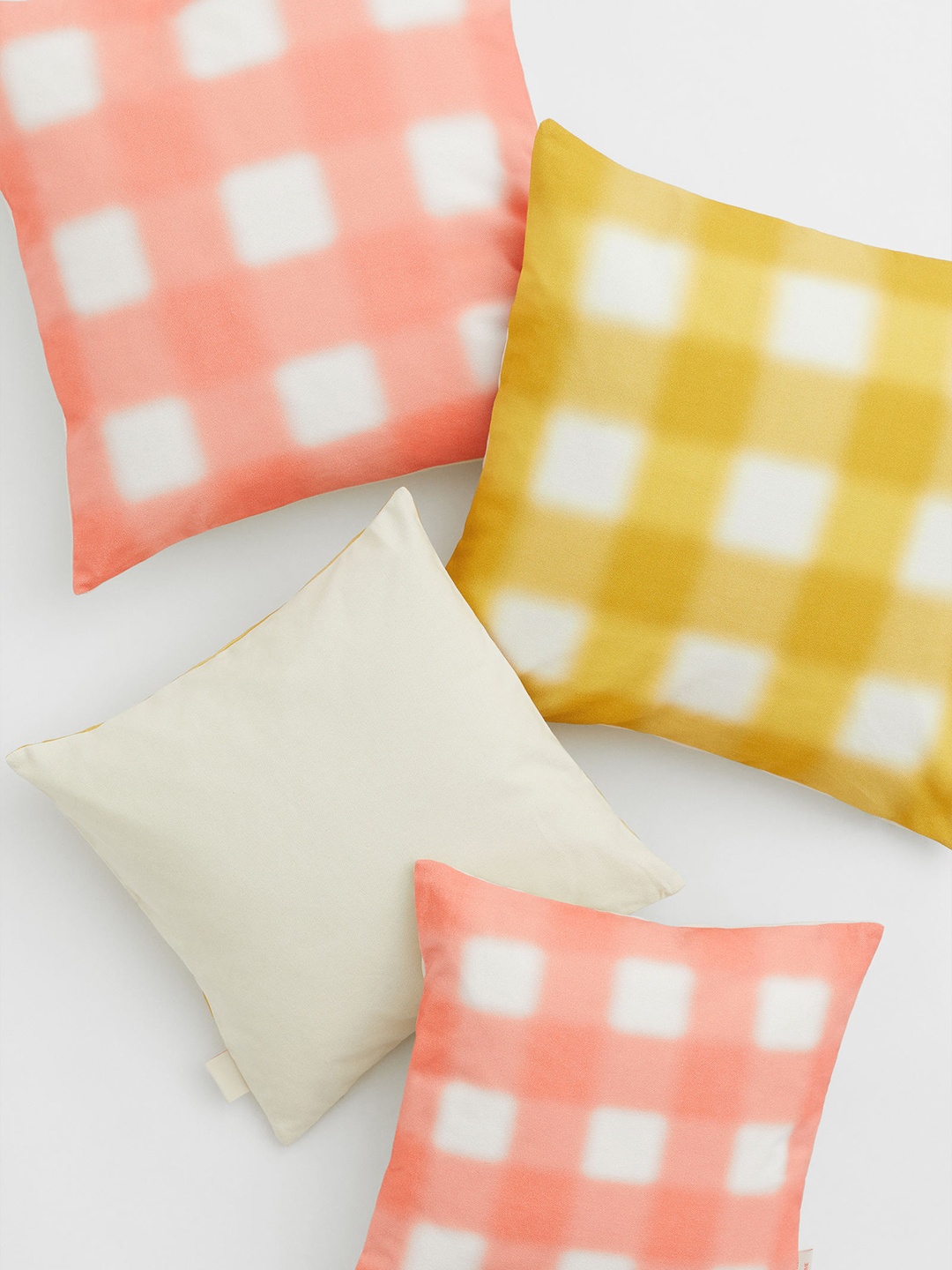 

H&M Pink Checked Cotton Cushion Cover