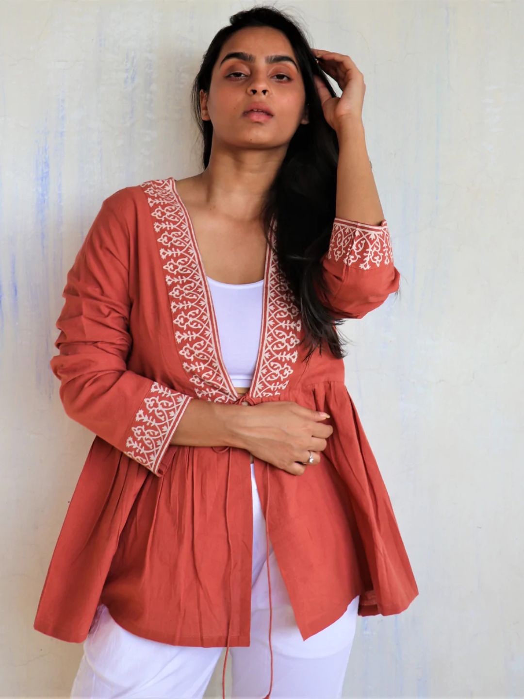 

Chidiyaa Rust Printed Cotton Tunic