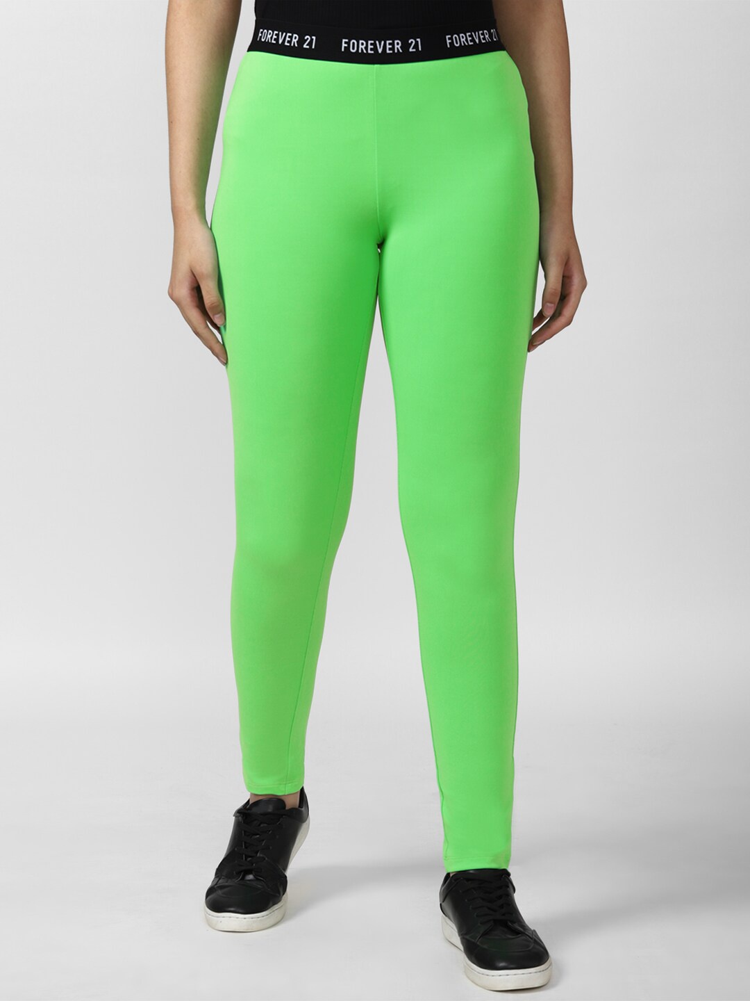 

FOREVER 21 Women Green Solid Ankle-Length Leggings