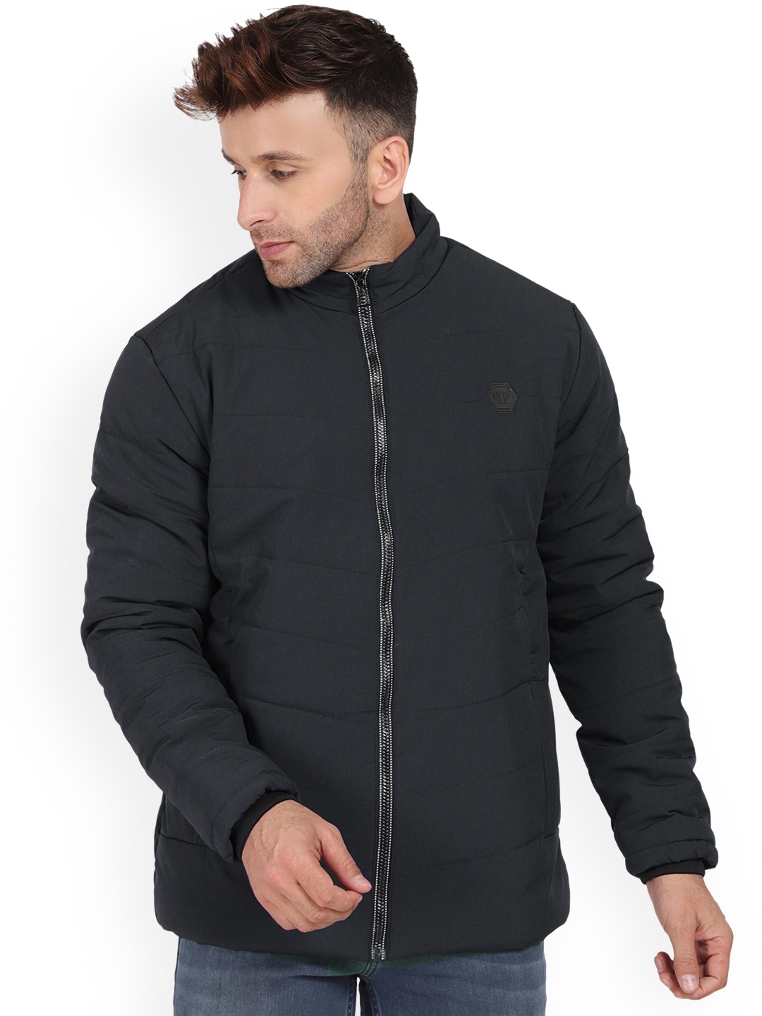 

AD & AV Men Grey Water Resistant Longline Quilted Jacket