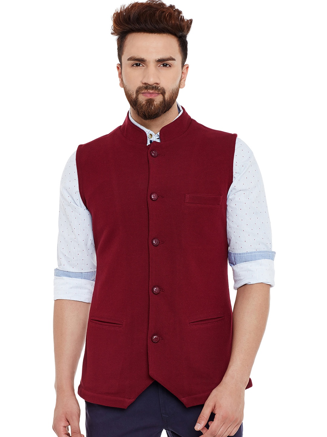 

Hypernation Maroon Nehru Jacket