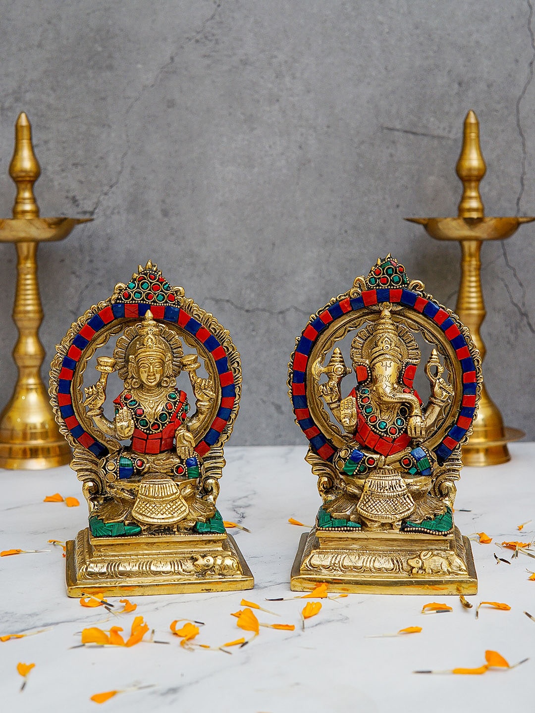 

StatueStudio Gold-Toned Ganesha Laxmi Idol Showpiece