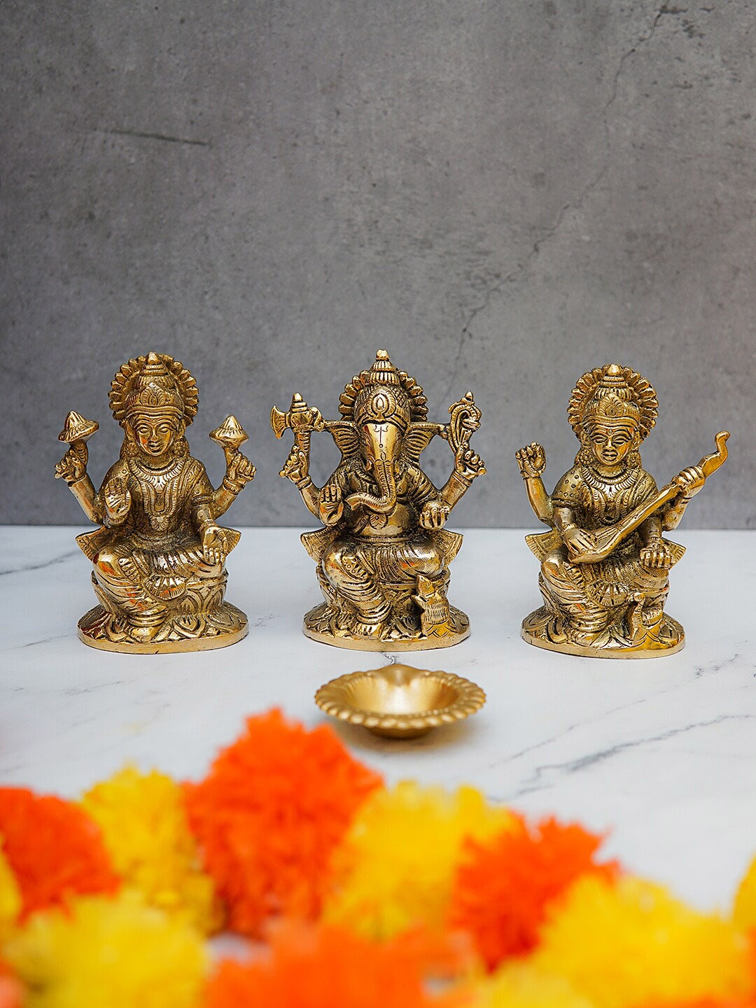 

StatueStudio Gold-Toned Laxmi Ganesh Saraswati Idol Showpieces