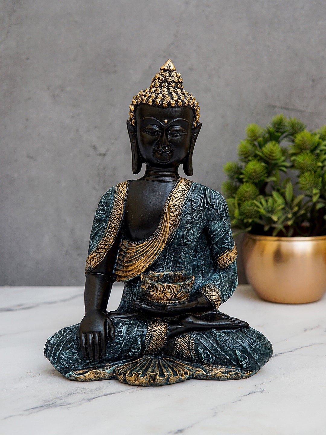 

StatueStudio Green & Black Buddha Idol Showpieces