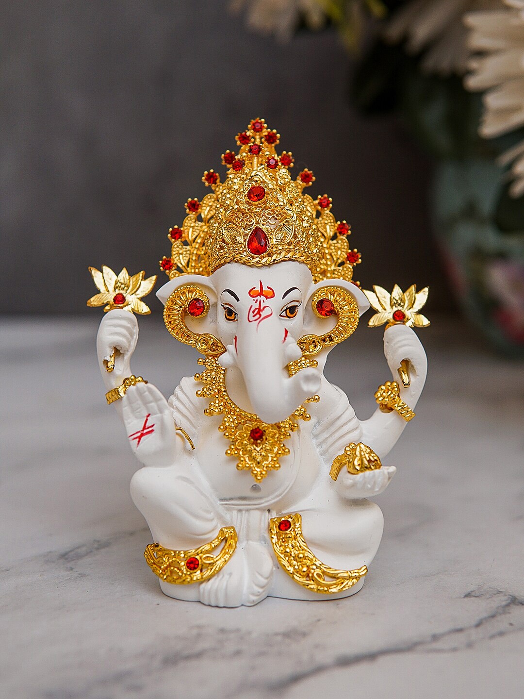 

StatueStudio White & Gold-Toned Ganesha Idol Showpieces