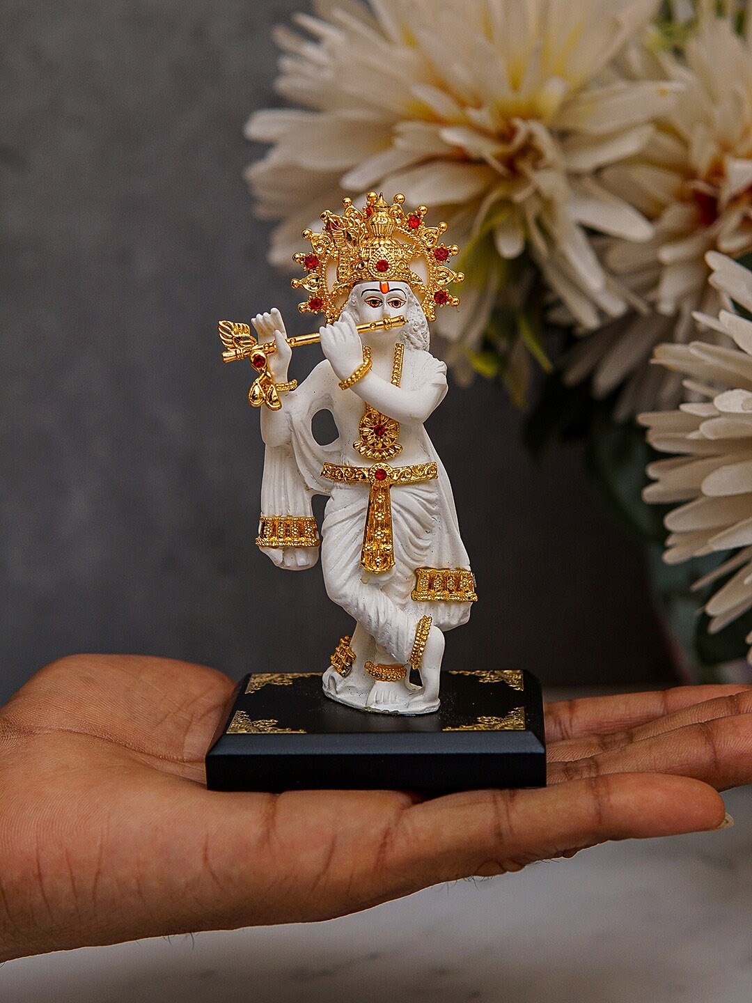 

StatueStudio Gold-Toned & White Polyresin Standing Krishna Showpiece