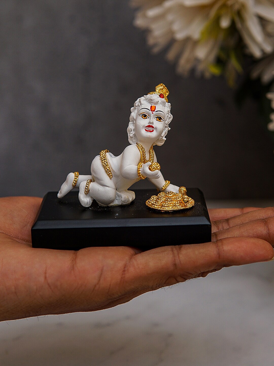 

StatueStudio White & Gold-Toned Bal Gopal Krishna Idol Showpieces