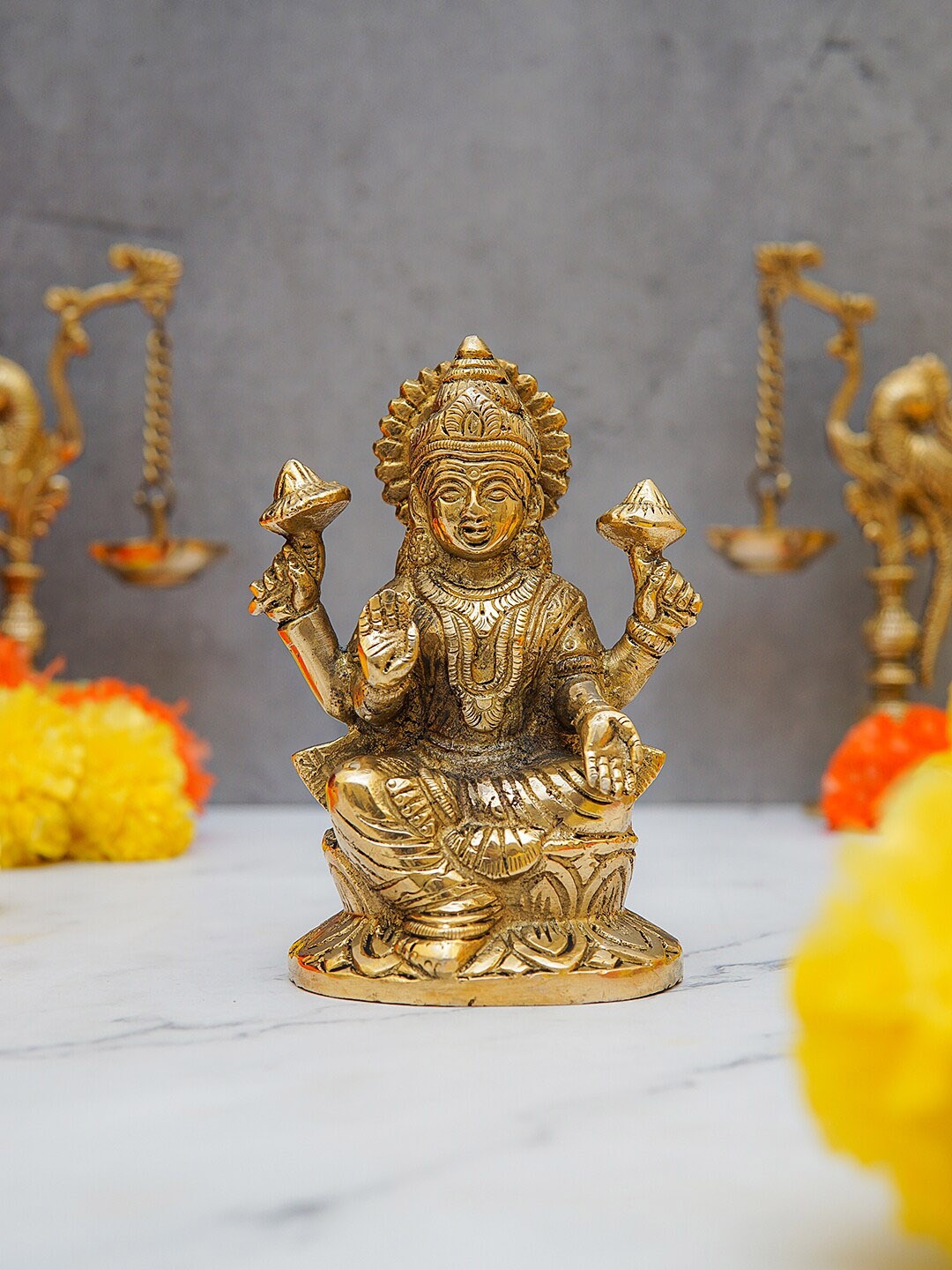 

StatueStudio Gold-Toned Goddess Laxmi Idol Showpieces