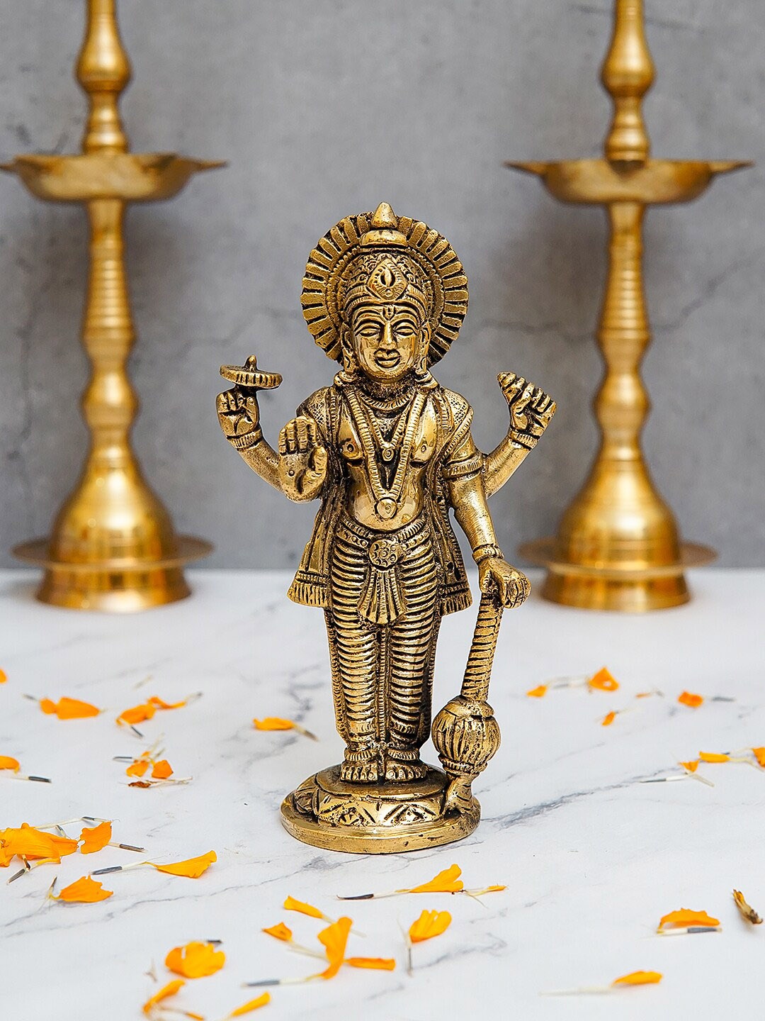 

StatueStudio Gold-Toned Vishnu Statue Glossy Finish Idol Showpiece