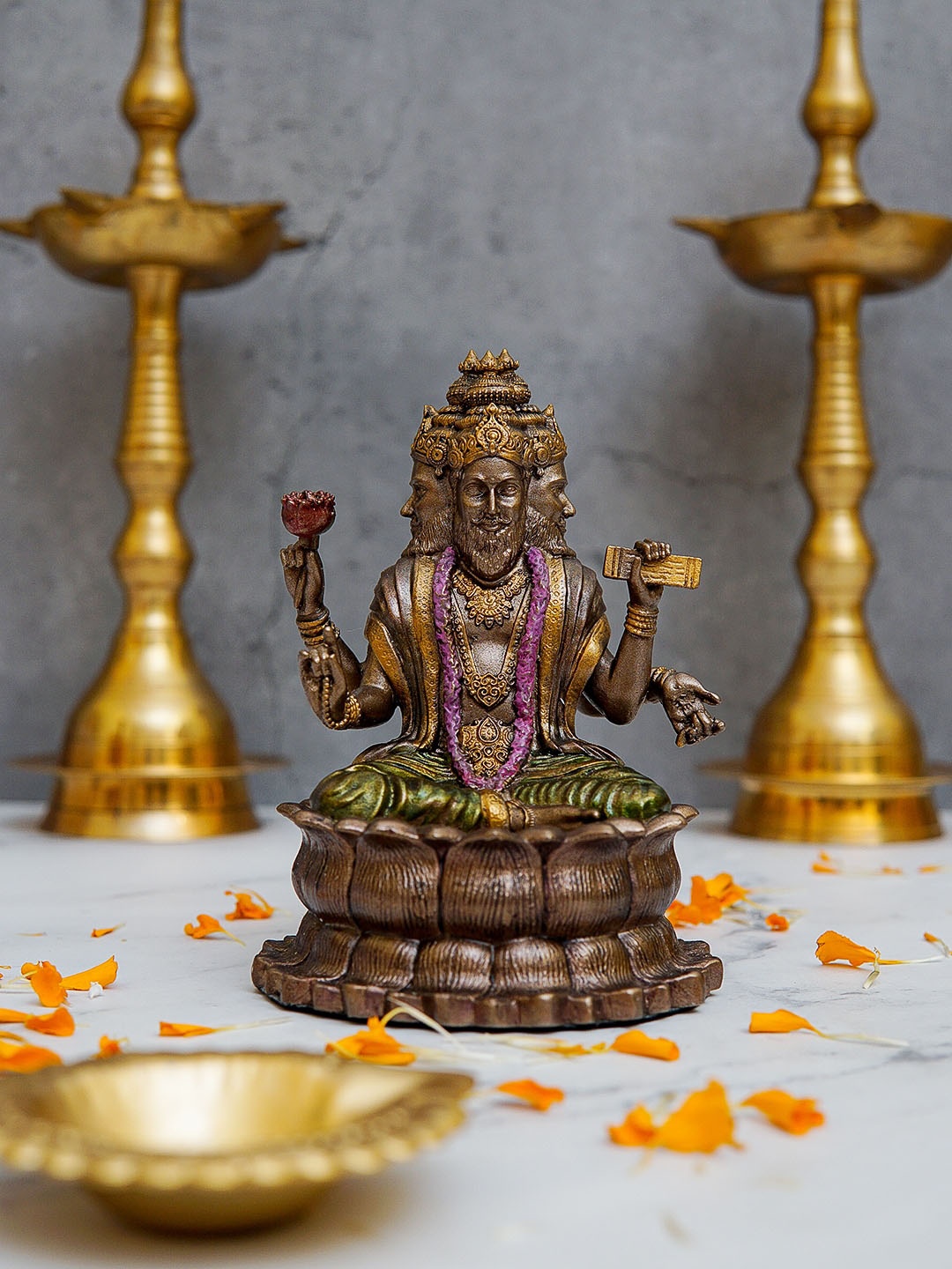 

StatueStudio Brown Metallic-Toned Lord Bramha Idol Showpieces