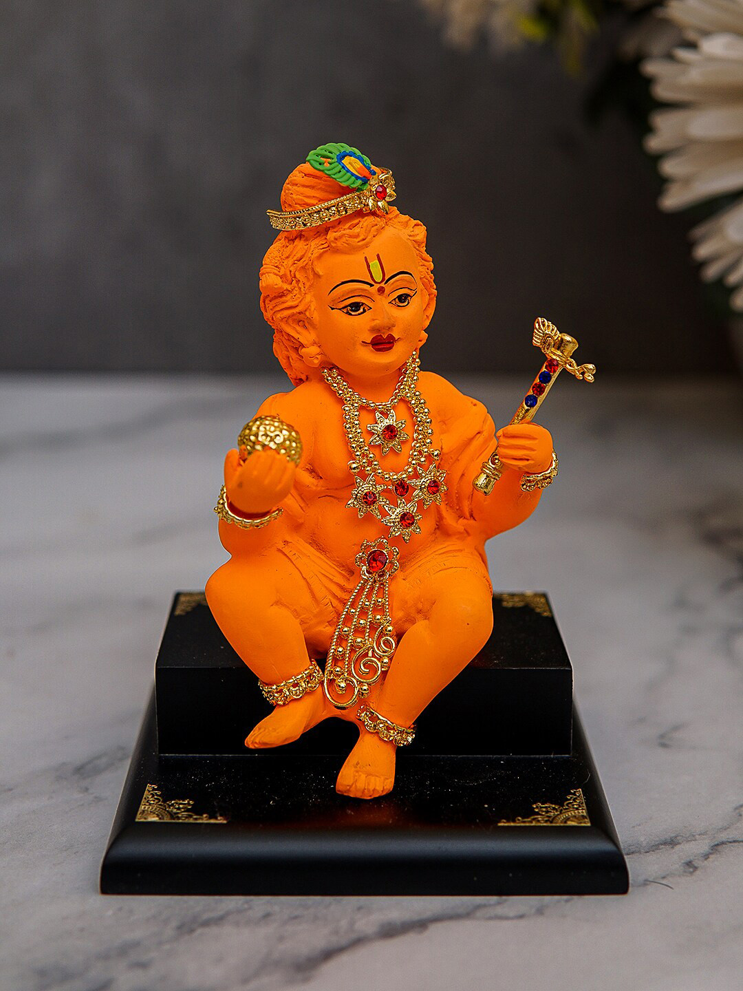 

StatueStudio Orange & Black Lord Krishna Showpieces