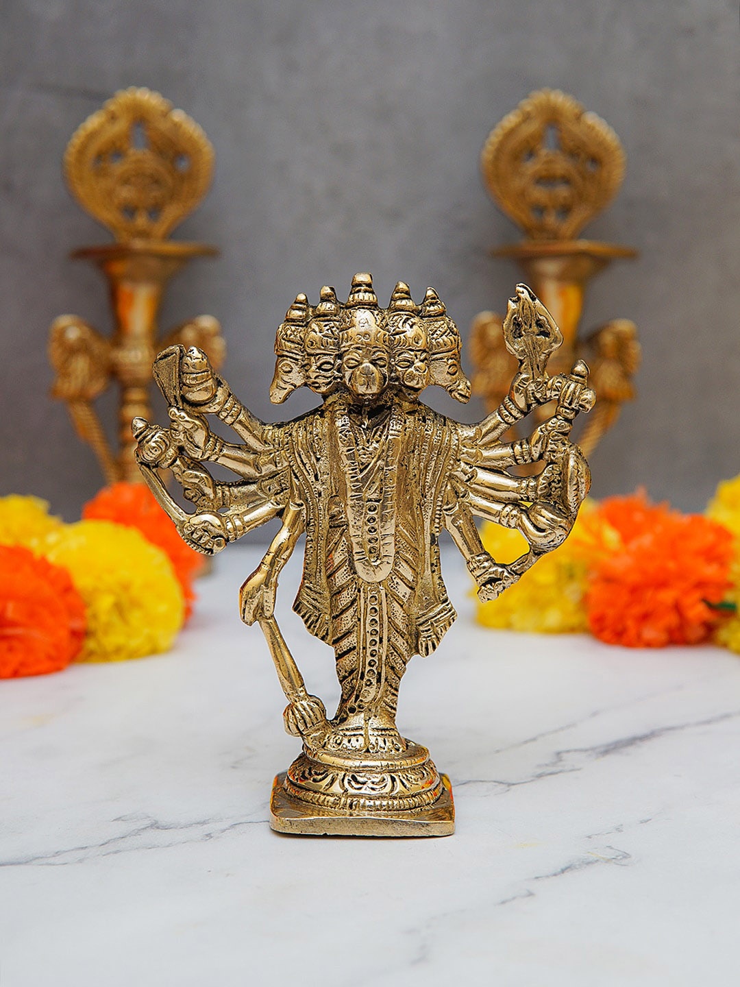 

StatueStudio Gold-Toned Panchmukhi Hanuman Murti Showpieces