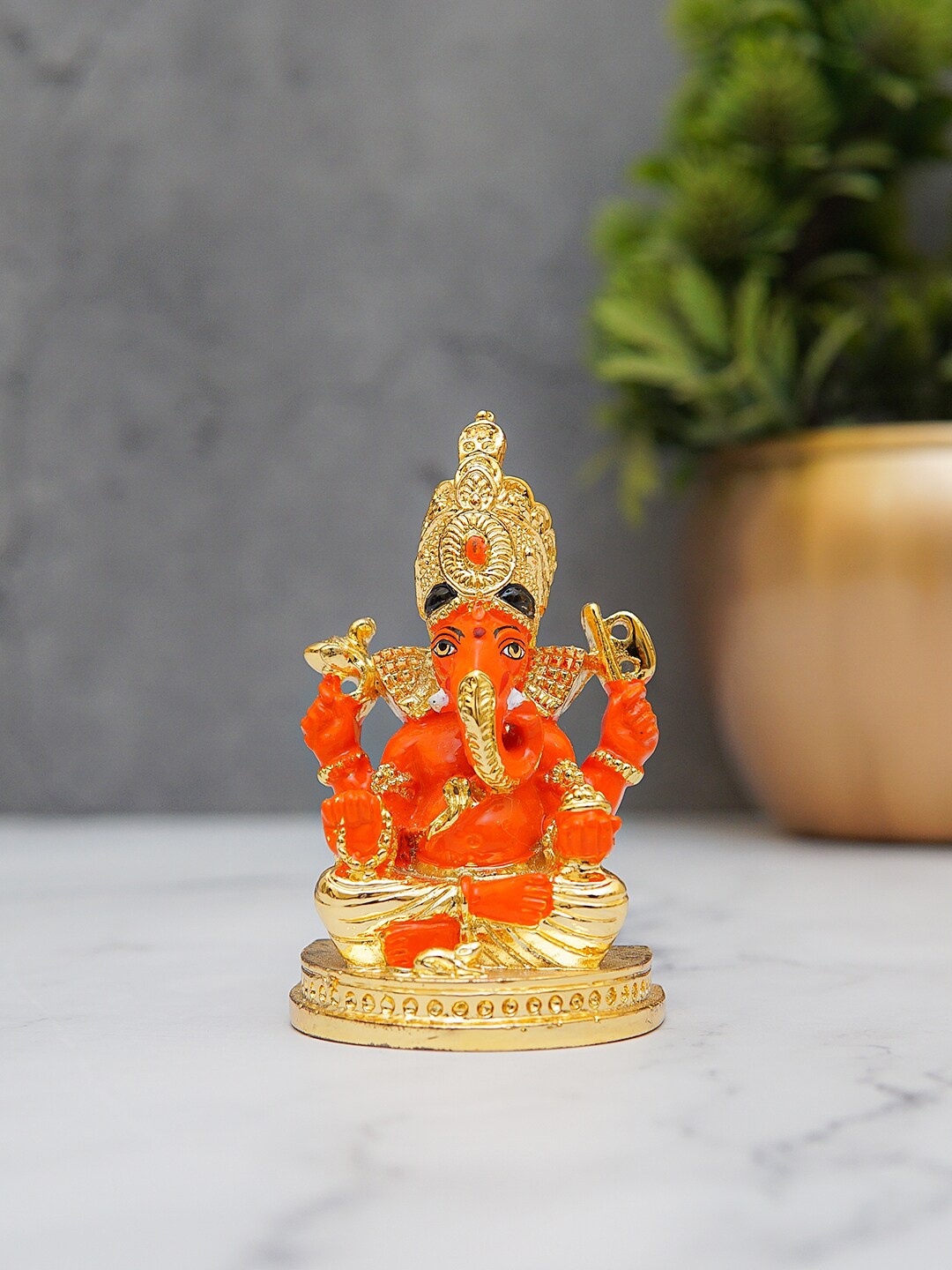 

StatueStudio Orange Ganesha Idol Showpiece