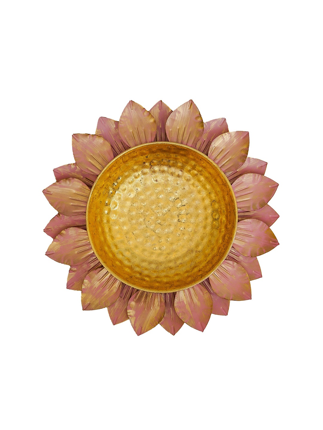 

StatueStudio Pink Floral Metal Decorative Urli Bowl