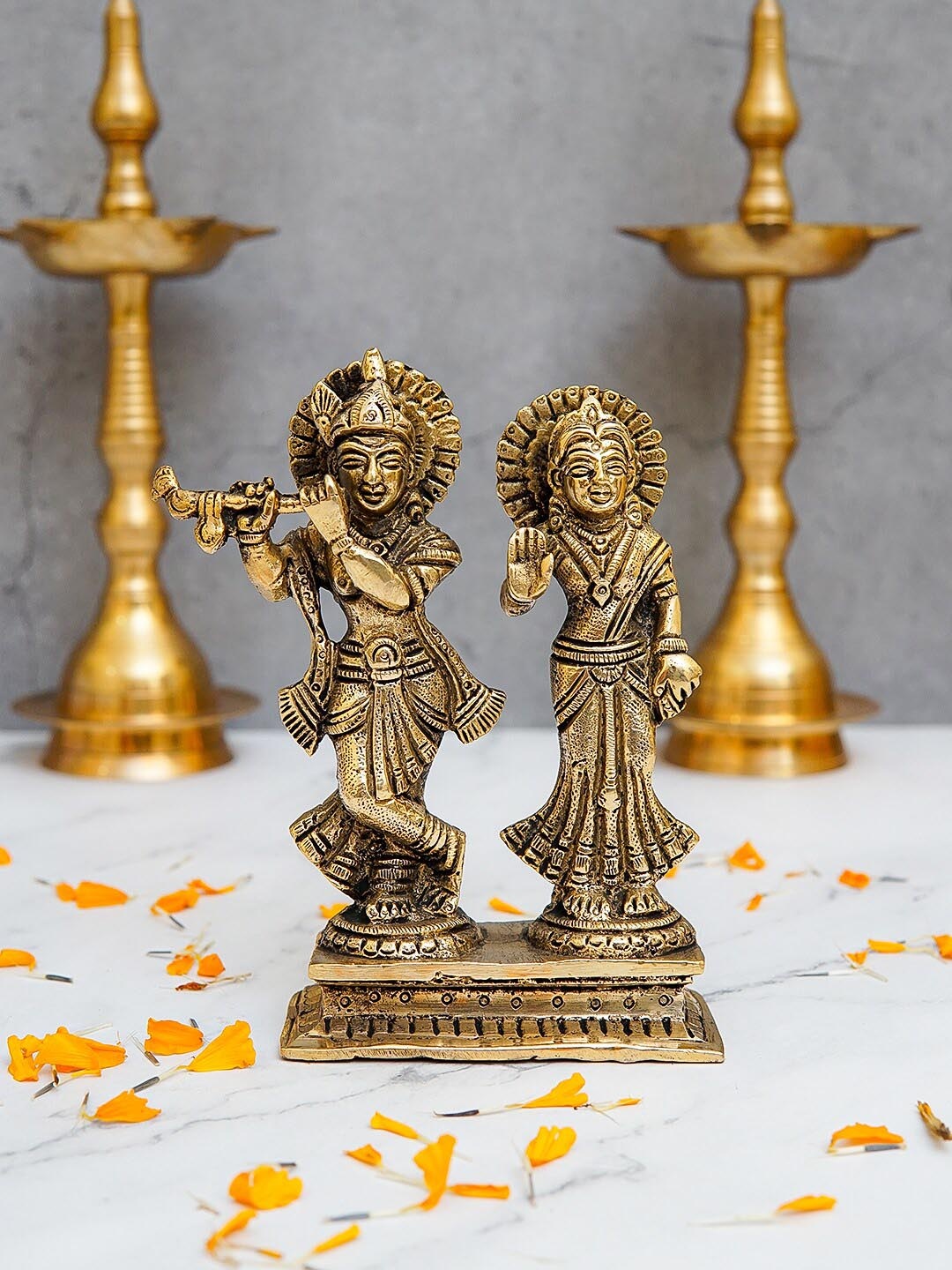 

StatueStudio Gold-Toned Radha Krishna Idol Showpiece