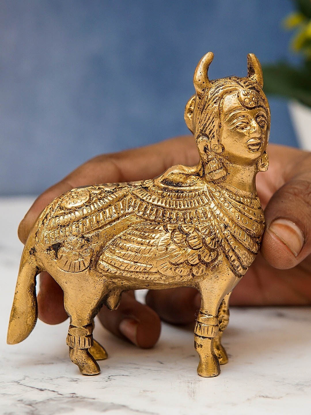 

StatueStudio Gold-Coloured Kamdhenu Cow Showpiece